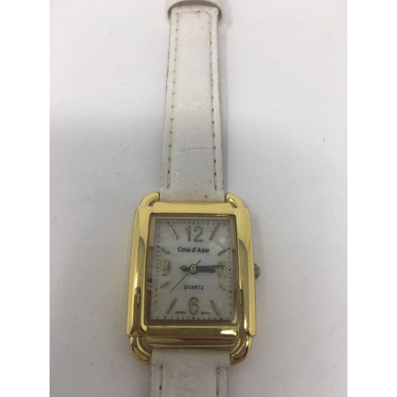 Cote D’ Azur Japan Gold White Croc Leather Mother Of Pearl Stainless Works - Picture 1 of 8